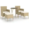 Image de vidaXL - 5-delige - Bistroset - poly - rattan - en - gehard - glas - beige