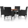 Image de vidaXL - 5-delige - Tuinset - poly - rattan - zwart