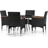 Image de vidaXL - 5-delige - Tuinset - poly - rattan - zwart