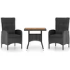 Image de vidaXL - 3-delige - Tuinset - poly - rattan - en - acaciahout - zwart
