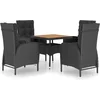 Image de vidaXL - 5-delige - Tuinset - poly - rattan - en - acaciahout - zwart