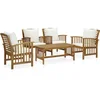 Image de vidaXL - 5-delige - Loungeset - met - kussens - massief - acaciahout