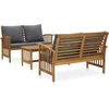 Image de vidaXL - 3-delige - Loungeset - met - kussens - massief - acaciahout