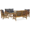 Image de vidaXL - 5-delige - Loungeset - met - kussens - massief - acaciahout