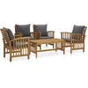 Image de vidaXL - 5-delige - Loungeset - met - kussens - massief - acaciahout