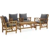 Image de vidaXL - 5-delige - Loungeset - met - kussens - massief - acaciahout
