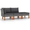 Image de vidaXL - 3-delige - Loungeset - poly - rattan - en - massief - eucalyptushout