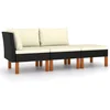Image de vidaXL - 3-delige - Loungeset - poly - rattan - en - massief - eucalyptushout