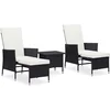 Image de vidaXL - 3-delige - Loungeset - met - kussens - poly - rattan - zwart