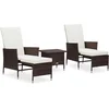 Image de vidaXL - 3-delige - Loungeset - met - kussens - poly - rattan - bruin
