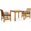 Image de vidaXL - 3-delige - Tuinset - met - kussens - massief - acaciahout
