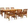 Image de vidaXL - 7-delige - Tuinset - met - kussens - massief - acaciahout