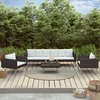 Image de vidaXL - 4-delige - Loungeset - met - kussens - poly - rattan - zwart