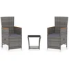 Image de vidaXL - 3-delige - Loungeset - met - kussens - poly - rattan - grijs