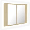 Image de vidaXL - Badkamerkast - met - spiegel - LED - 60x12x45 - acryl - sonoma - eikenkleurig