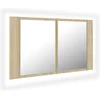 Image de vidaXL - Badkamerkast - met - spiegel - LED - 80x12x45 - acryl - sonoma - eikenkleurig