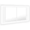 Image de vidaXL - Badkamerkast - met - spiegel - en - LED - 90x12x45 - cm - acryl - wit