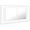 Image de vidaXL - Badkamerkast - met - spiegel - en - LED - 100x12x45 - cm - acryl - wit