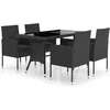Image de vidaXL - 5-delige - Tuinset - poly - rattan - zwart