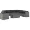 Image de vidaXL - 9-delige - Loungeset - met - kussens - poly - rattan - grijs