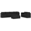 Image de vidaXL - 7-delige - Loungeset - met - kussens - poly - rattan - zwart