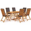 Image de vidaXL - 7-delige - Tuinset - met - kussens - massief - teakhout - grijs