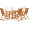Image de vidaXL - 7-delige - Tuinset - met - kussens - massief - teakhout