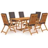 Image de vidaXL - 7-delige - Tuinset - met - kussens - massief - teakhout - grijs
