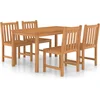 Image de vidaXL - 5-delige - tuinset - 140x80 - cm - massief - teakhout