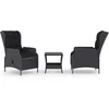 Image de vidaXL - 3-delige - Loungeset - met - kussens - poly - rattan - donkergrijs
