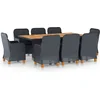 Image de vidaXL - 9-delige - Tuinset - met - kussens - poly - rattan - donkergrijs