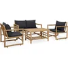Image de vidaXL - 4-delige - Loungeset - met - kussens - bamboe