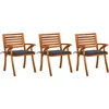 Image de vidaXL - Tuinstoelen - 3 - st - met - kussens - massief - acaciahout