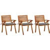 Image de vidaXL - Tuinstoelen - 3 - st - met - kussens - massief - acaciahout
