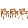 Image de vidaXL - Tuinstoelen - 3 - st - met - kussens - massief - acaciahout