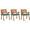 Image de vidaXL - Tuinstoelen - 3 - st - met - kussens - massief - acaciahout