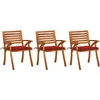 Image de vidaXL - Tuinstoelen - 3 - st - met - kussens - massief - acaciahout