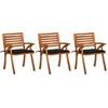 Image de vidaXL - Tuinstoelen - 3 - st - met - kussens - massief - acaciahout