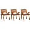 Image de vidaXL - Tuinstoelen - 3 - st - met - kussens - massief - acaciahout
