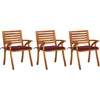 Image de vidaXL - Tuinstoelen - 3 - st - met - kussens - massief - acaciahout