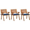 Image de vidaXL - Tuinstoelen - 3 - st - met - kussens - massief - acaciahout