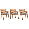 Image de vidaXL - Tuinstoelen - 3 - st - met - kussens - massief - acaciahout