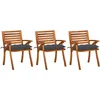 Image de vidaXL - Tuinstoelen - 3 - st - met - kussens - massief - acaciahout
