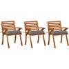 Image de vidaXL - Tuinstoelen - 3 - st - met - kussens - massief - acaciahout