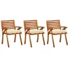 Image de vidaXL - Tuinstoelen - 3 - st - met - kussens - massief - acaciahout
