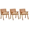 Image de vidaXL - Tuinstoelen - 3 - st - met - kussens - massief - acaciahout