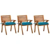 Image de vidaXL - Tuinstoelen - 3 - st - met - kussens - massief - acaciahout