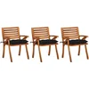 Image de vidaXL - Tuinstoelen - 3 - st - met - kussens - massief - acaciahout