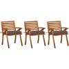 Image de vidaXL - Tuinstoelen - 3 - st - met - kussens - massief - acaciahout