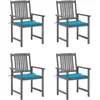 Image de vidaXL - Tuinstoelen - 4 - st - met - kussens - massief - acaciahout - grijs